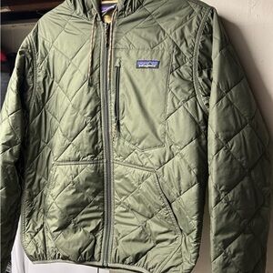 Patagonia Olive Quilted Hooded Jacket